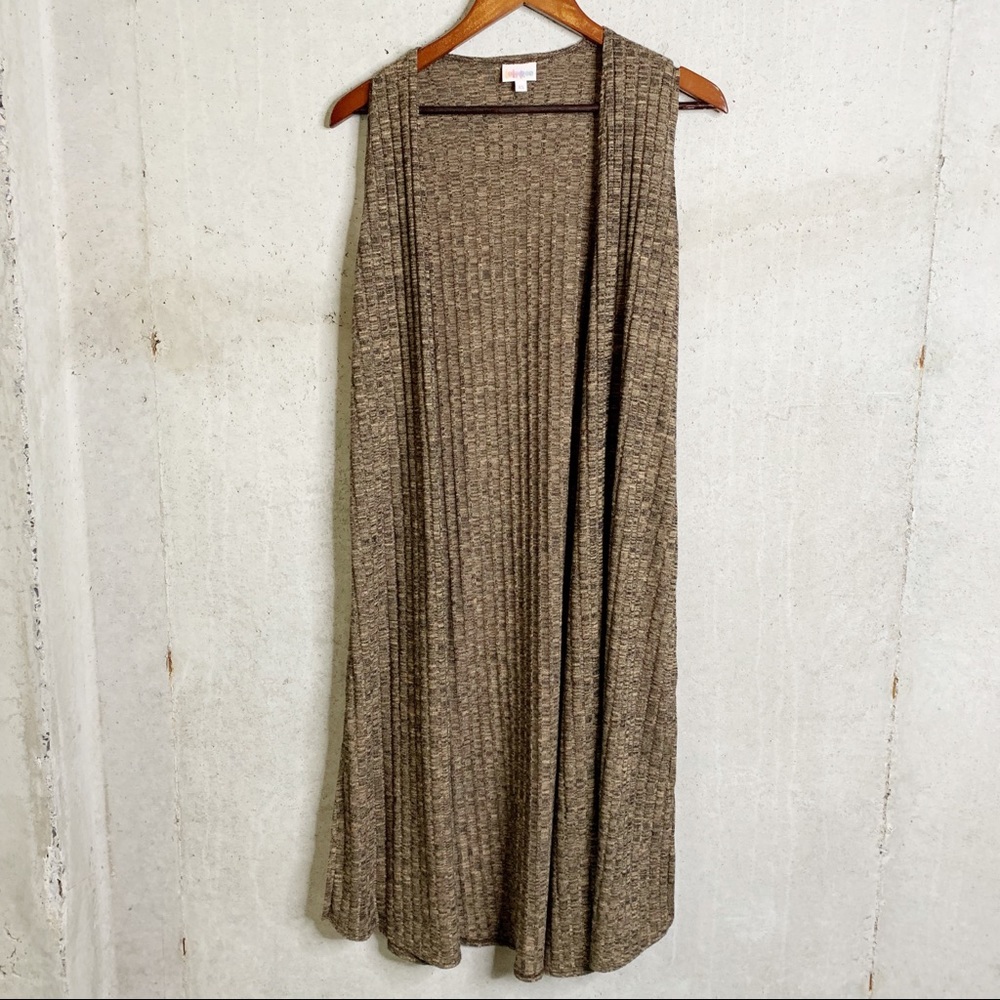 LuLaRoe Joy sleeveless brown gold boho duster XS